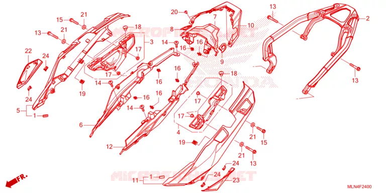 COUVERCLE LATERAL - PORTE BAGAGE ARRIERE Honda MOTO 1100 AFRICA-TWIN 2024  CRF1100AR