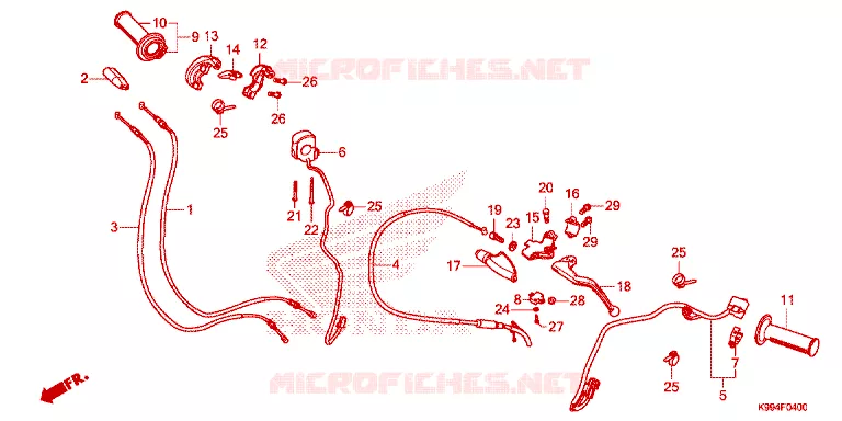 LEVIER DE GUIDON - CABLE - COMMODO Honda MOTO 250 CRF 2025  CRF250FS