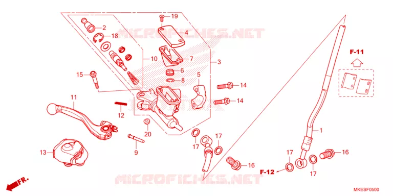 MAITRE CYLINDRE DE FREIN AVANT Honda MOTO 450 CRF 2025  CRF450RS