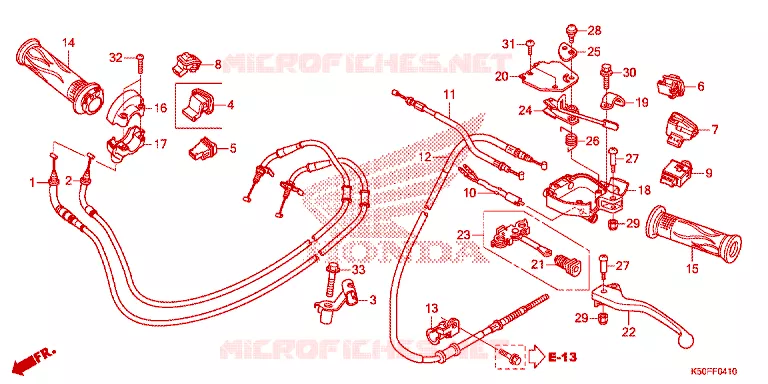 LEVIER DE GUIDON - CABLE - COMMODO Honda SCOOTER 110 MOOVE 2015  NFC110CBTF