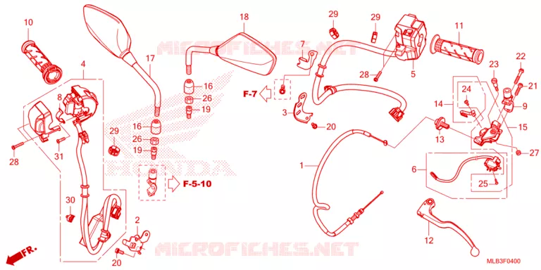 HANDLE SWITCH/GRIP/CABLE/MIRROR Honda MOTO 750 HORNET 2024  CB750AP