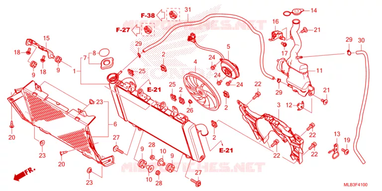 RADIATEUR - VASE D'EXPANSION Honda MOTO 750 HORNET 2024  CB750AR