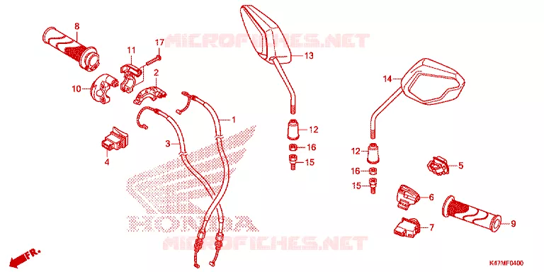 COMMODO - CABLE - RETROVISEUR Honda MOTO 125 DASH 2025  AFP125CRFS