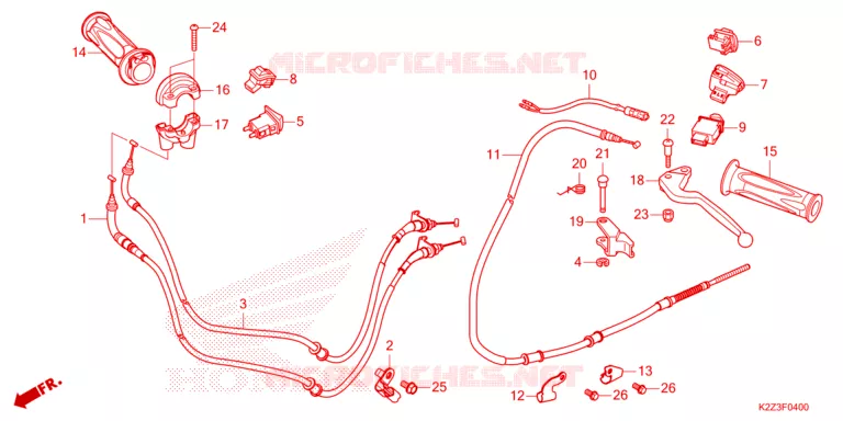 LEVIER DE GUIDON - CABLE - COMMODO Honda SCOOTER 160 AIR-BLADE 2024  ACA160CAFS