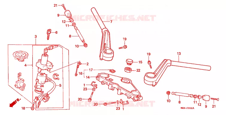 GUIDON Honda MOTO 650 HAWK 1988  NT650J