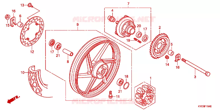 ROUE ARRIERE Honda MOTO 150 MEGA-PRO 2011  GL150MCB