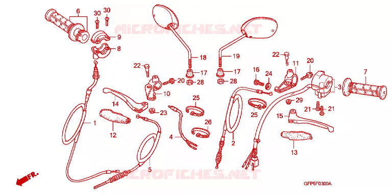 COMMODO - LEVIER - CABLE Honda MOTO 100 POP 2007  RF1007