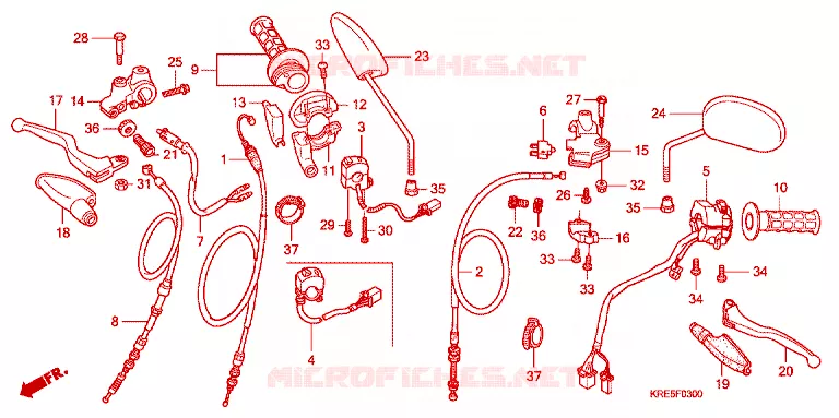 COMMODO - LEVIER - CABLE Honda MOTO 150 NX 2013  NXR150ESD