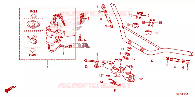 GUIDON - TE DE FOURCHE Honda MOTO 300 XR 2017  XRE300H