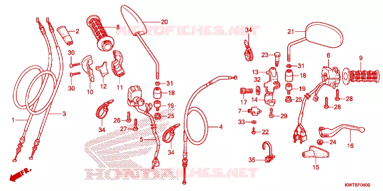 LEVIER DE GUIDON - CABLE - COMMODO Honda MOTO 300 XR 2015  XRE300E