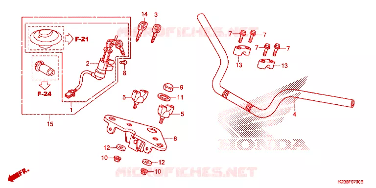 GUIDON - TE DE FOURCHE Honda MOTO 110 CD 2014  CB110CE
