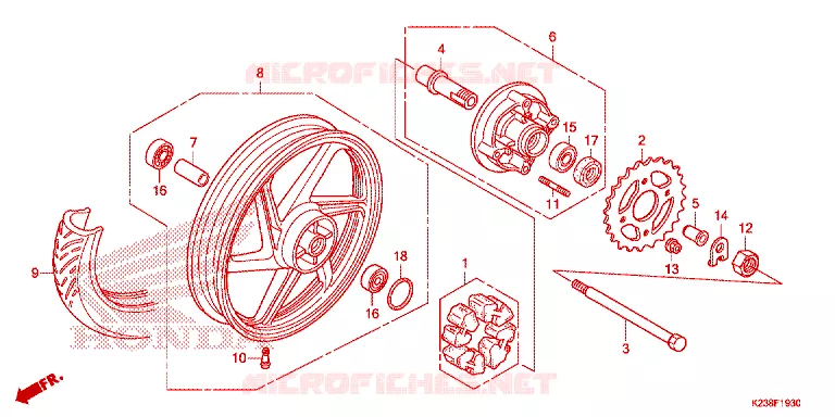ROUE ARRIERE Honda MOTO 110 CD 2014  CB110CME