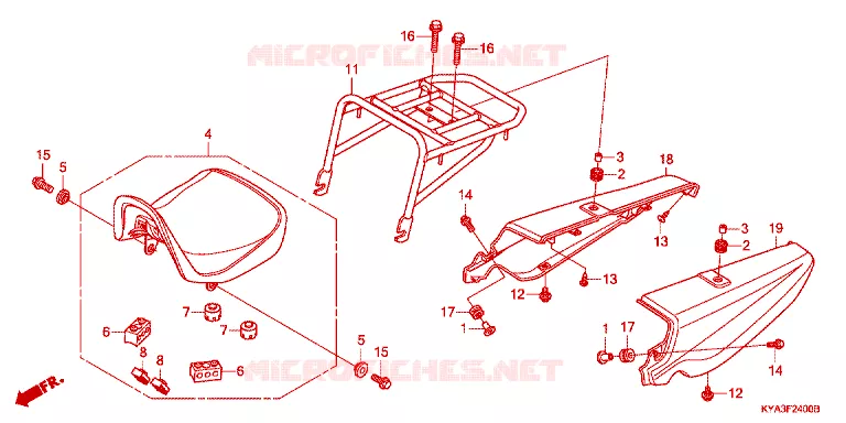 SELLE - PORTE-BAGAGE ARRIERE Honda MOTO 150 GL 2012  GL1501WHC