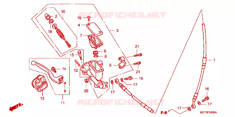 MAITRE CYLINDRE DE FREIN AVANT Honda MOTO 450 CRF 2010  CRF450X9
