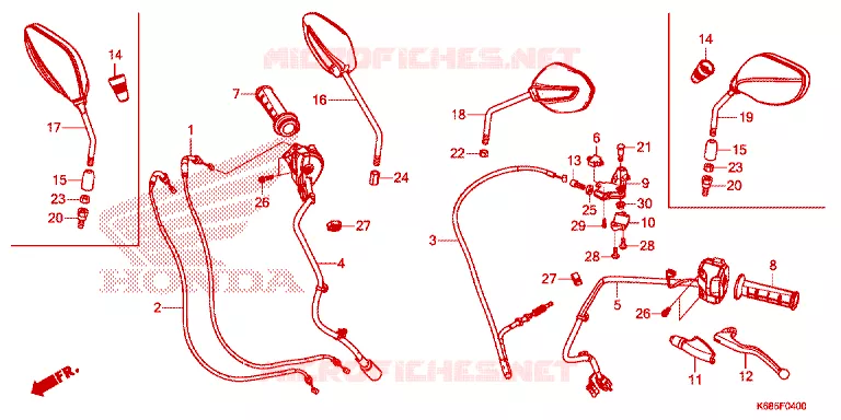 LEVIER DE GUIDON - CABLE - COMMODO Honda MOTO 190 XR 2017  XRE190AG