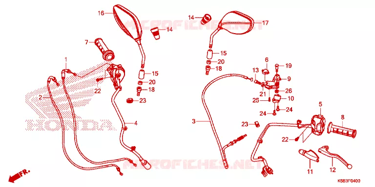 LEVIER DE GUIDON - CABLE - COMMODO Honda MOTO 190 XR 2019  XRE190AK