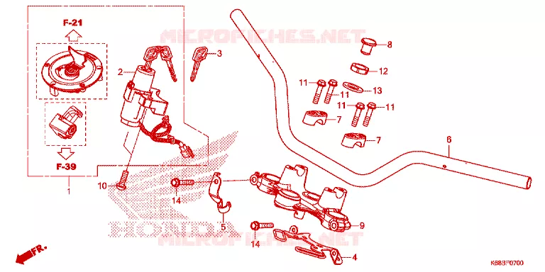 GUIDON - TE DE FOURCHE Honda MOTO 190 XR 2021  XRE190AL