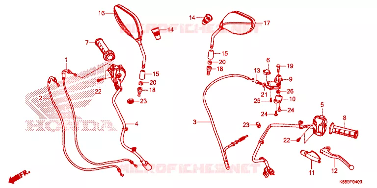 LEVIER DE GUIDON - CABLE - COMMODO Honda MOTO 190 XR 2021  XRE190AL
