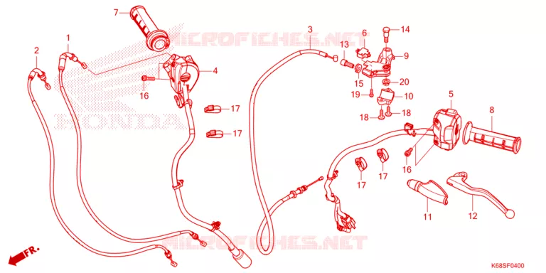 LEVIER DE GUIDON - CABLE - COMMODO Honda MOTO 190 XR 2025  XRE190AWS