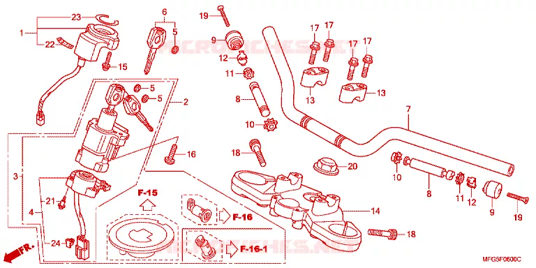GUIDON - TE DE FOURCHE Honda MOTO 600 HORNET 2013  CB600FAD_BR