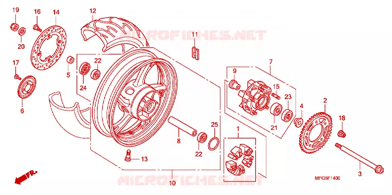 ROUE ARRIERE Honda MOTO 600 HORNET 2012  CB600FAC_BR