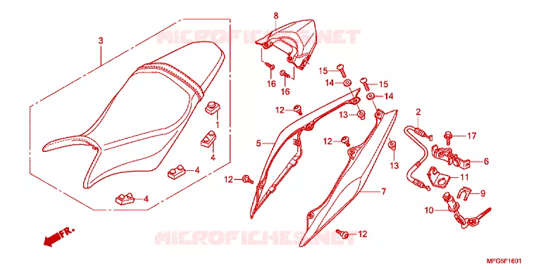 SELLE - CARENAGE ARRIERE Honda MOTO 600 HORNET 2012  CB600FAC_BR