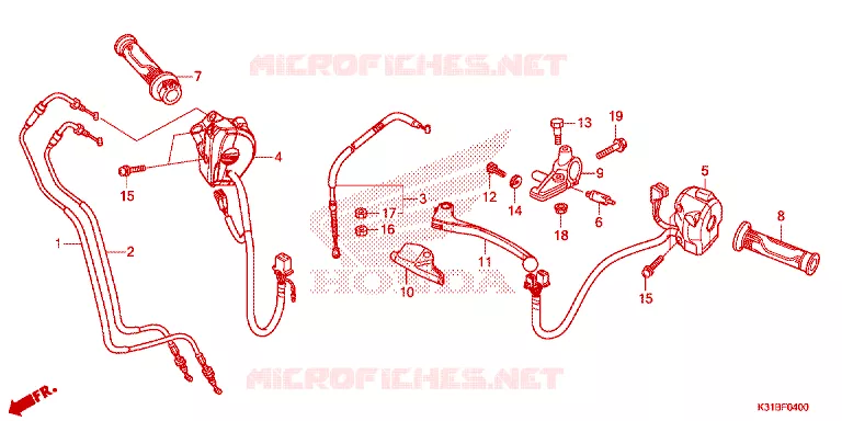 LEVIER DE GUIDON - CABLE - COMMODO Honda MOTO 250 CB 2020  MC250AL