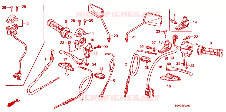 LEVIER DE GUIDON - CABLE - COMMODO Honda MOTO 125 CG 2010  CG125CKSA