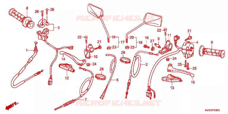 LEVIER DE GUIDON - CABLE - COMMODO Honda MOTO 150 CG 2012  CG150ESDC