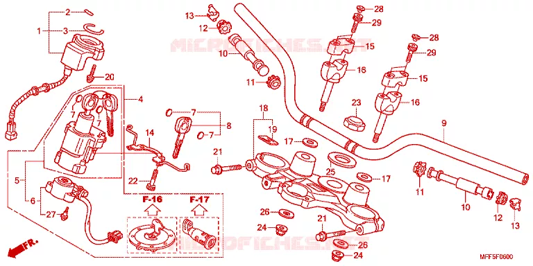 GUIDON - TE DE FOURCHE Honda MOTO 700 TRANSALP 2013  XL700VD