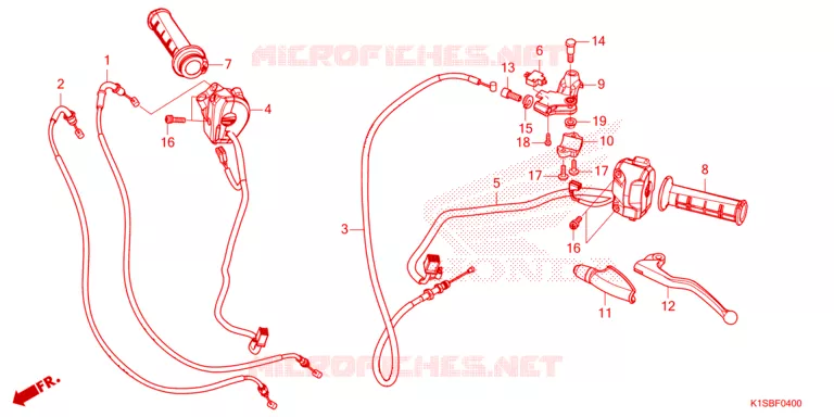 LEVIER DE GUIDON - CABLE - COMMODO Honda MOTO 160 NX 2025  NXR160AWS