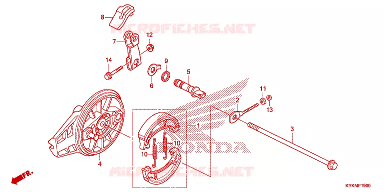 FLASQUE - MACHOIRES DE FREIN ARRIERE Honda MOTO 110 CRF 2025  CRF110FS