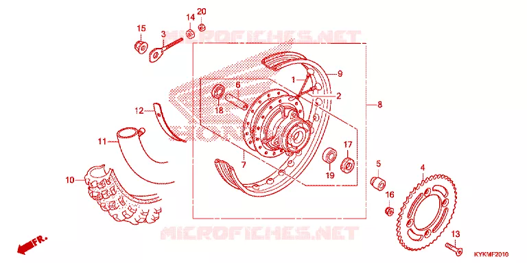 ROUE ARRIERE Honda MOTO 110 CRF 2025  CRF110FS
