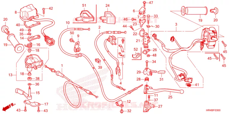 LEVIER DE GUIDON - CABLE - COMMODO Honda ATV 520 FOURTRAX 2025  TRX520FM2S