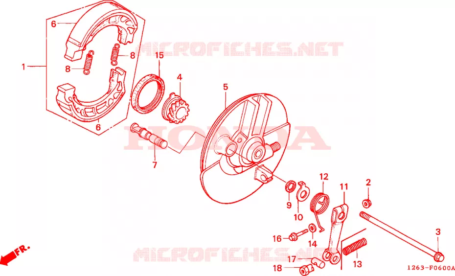 FLASQUE - MACHOIRES DE FREIN AVANT Honda MOTO 70 DAX 1984  ST70C