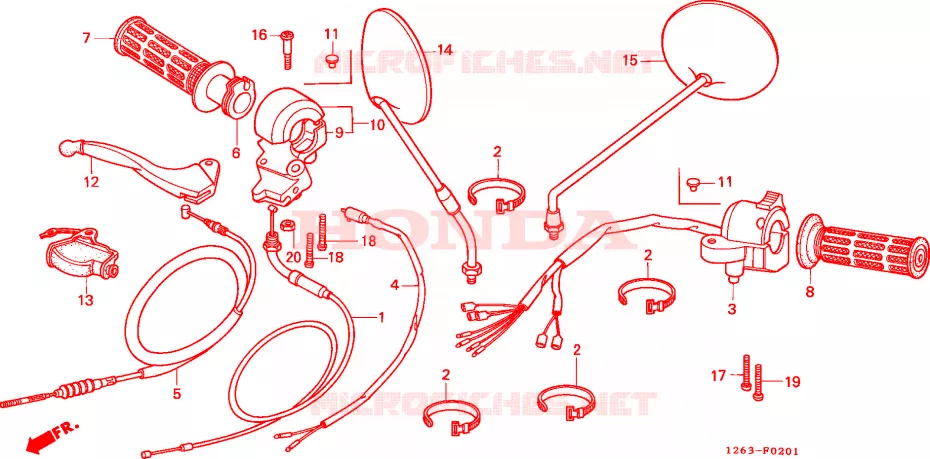 LEVIER DE GUIDON - CABLE - COMMODO Honda MOTO 50 DAX 1991  ST50L