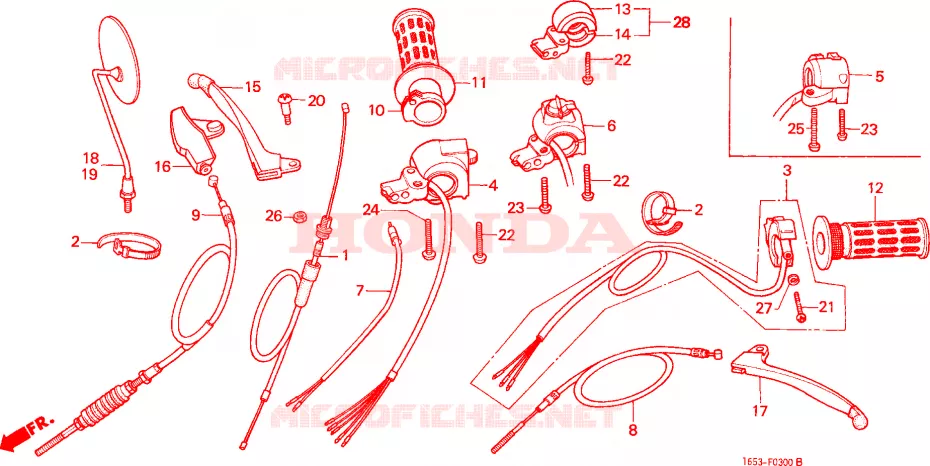 COMMUTATEUR/CABLE/LEVIER DE GUIDON(1) Honda MOTO 50 MONKEY 1986  Z50JF_M
