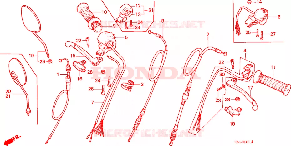 COMMUTATEUR/CABLE/LEVIER DE GUIDON(2) Honda MOTO 50 MONKEY 1986  Z50JH_M