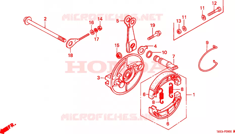 FLASQUE - MACHOIRES DE FREIN ARRIERE Honda MOTO 50 MONKEY 1987  Z50JH_M