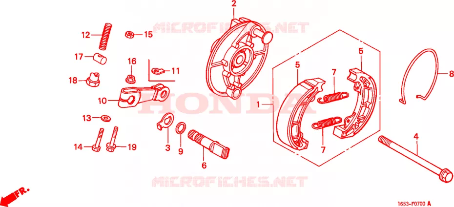 FLASQUE - MACHOIRES DE FREIN AVANT Honda MOTO 50 MONKEY 1983  Z50JD_M