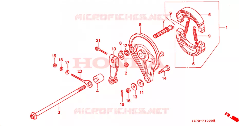 FLASQUE - MACHOIRES DE FREIN ARRIERE Honda MOTO 50 MT 1994  MT50SP