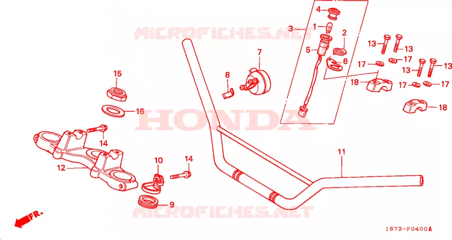 GUIDON - TE DE FOURCHE Honda MOTO 50 MT 1993  MT50FP