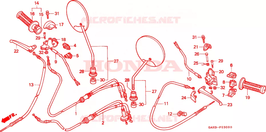 LEVIER DE GUIDON/COMMUTATEUR/CABLE(1) Honda SCOOTER 50 DIO 1993  SK50MP