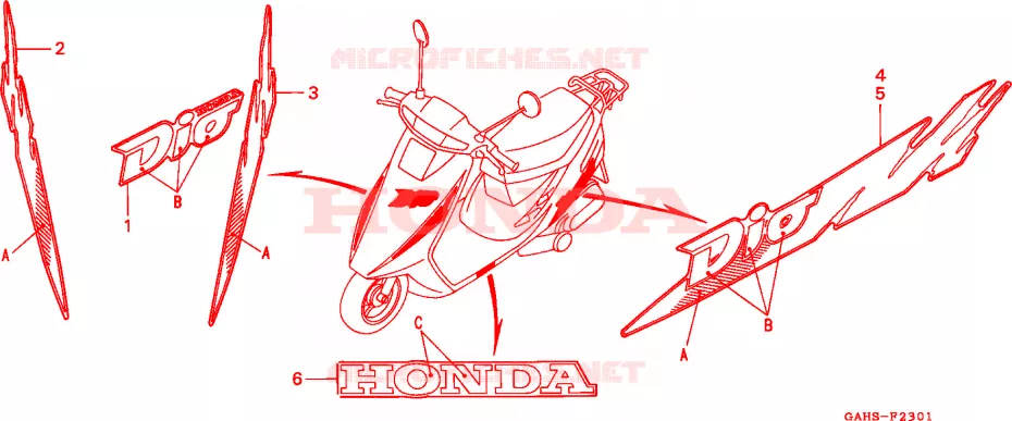 AUTOCOLLANTS Honda SCOOTER 50 DIO 1994  SK50MR