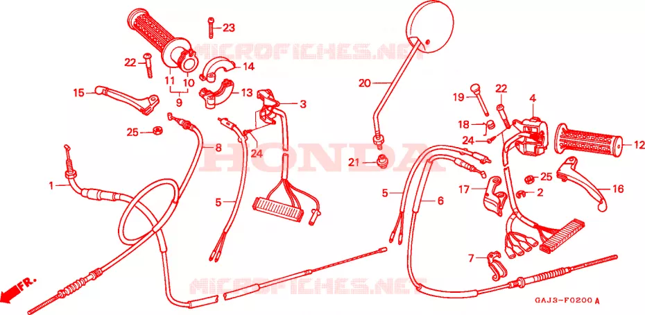 LEVIER DE GUIDON - CABLE - COMMODO Honda SCOOTER 50 VISION 1994  NE50R