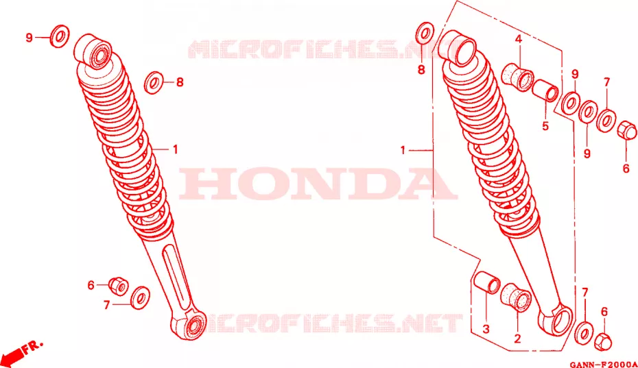 AMORTISSEUR ARRIERE Honda MOTO 70 DAX 1996  ST70T