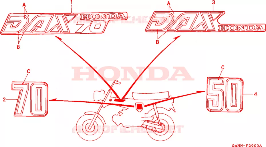 AUTOCOLLANTS Honda MOTO 70 DAX 1992  ST70N