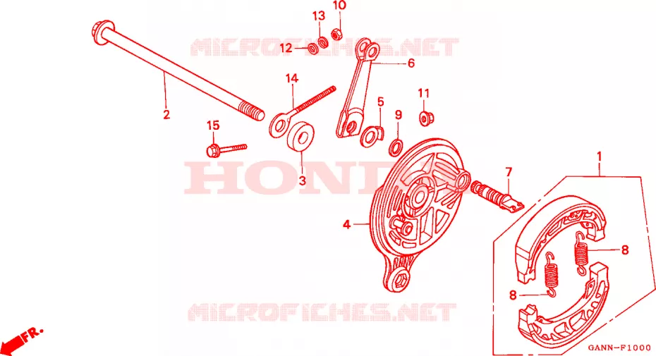 FLASQUE - MACHOIRES DE FREIN ARRIERE Honda MOTO 50 DAX 1992  ST50N