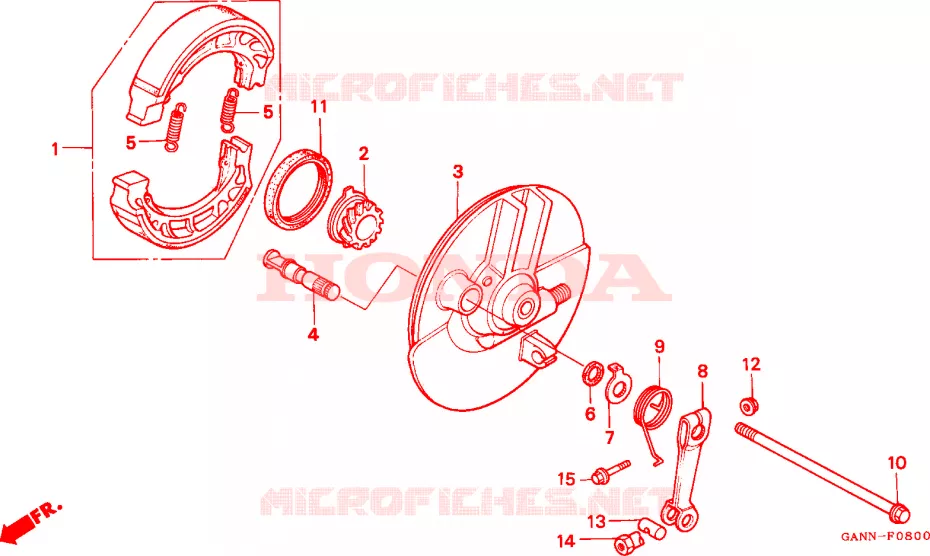 FLASQUE - MACHOIRES DE FREIN AVANT Honda MOTO 70 DAX 1993  ST70N