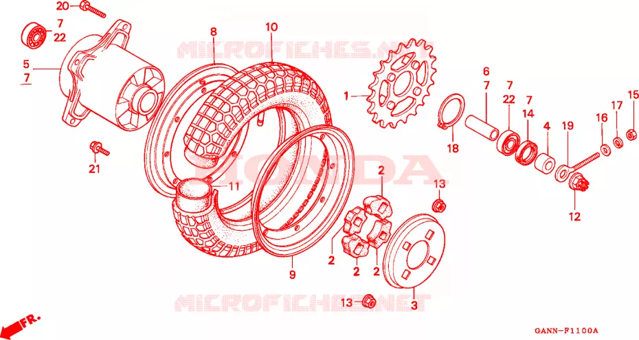 ROUE ARRIERE Honda MOTO 70 DAX 1994  ST70R